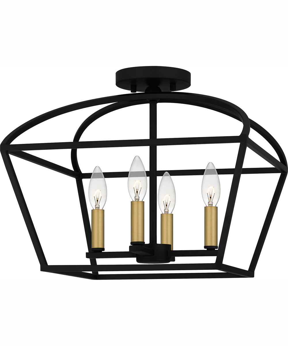 Concho Bay Medium 4-light Semi Flush Mount Matte Black