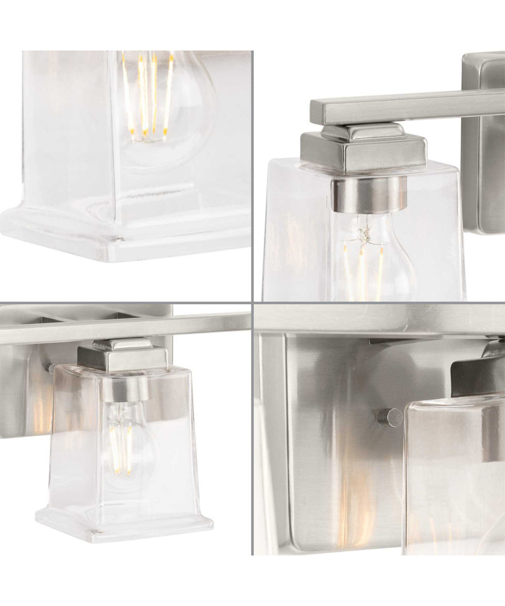 Gilmour 3-Light Modern Farmhouse Clear Glass Bath Vanity Light Brushed Nickel