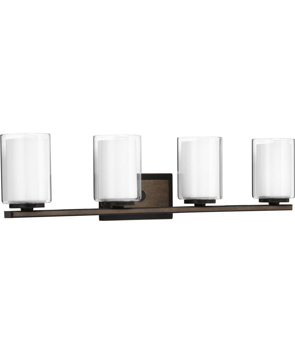 Mast 4-Light Clear Glass Coastal Bath Vanity Light Antique Bronze