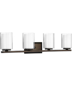 Mast 4-Light Clear Glass Coastal Bath Vanity Light Antique Bronze