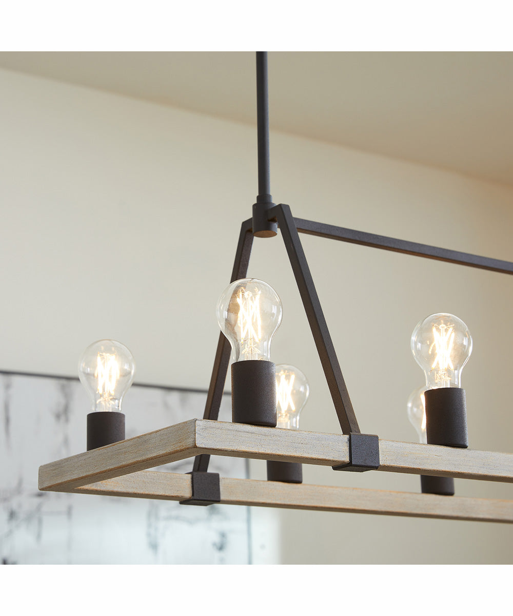 Paxton 10-light Chandelier Textured Black w/ Weathered Oak Finish