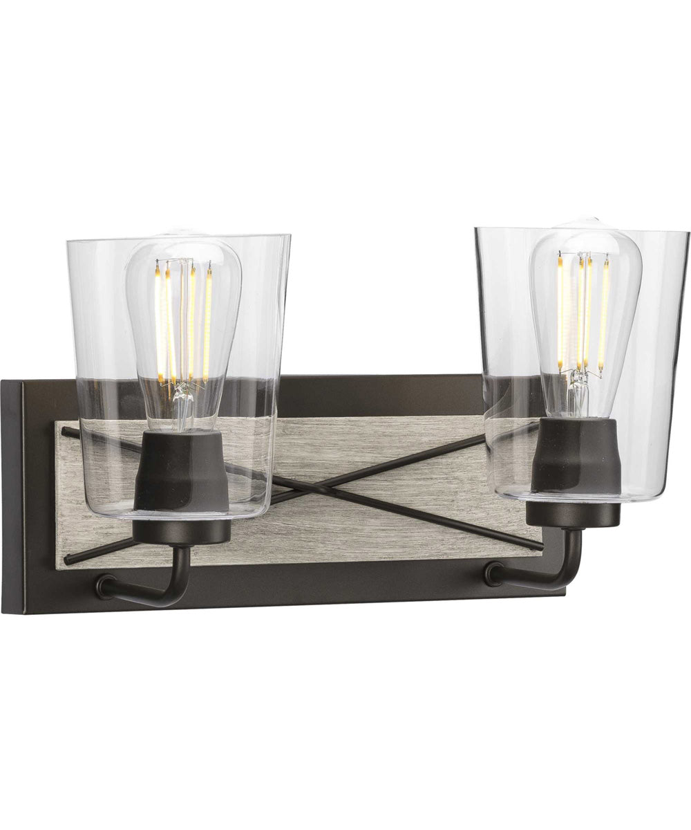 Briarwood 2-Light Clear Glass Coastal Bath Vanity Light Graphite