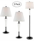 Freida 1-Light 3Pcs Floor & Table Lamp Set Black/White Shade