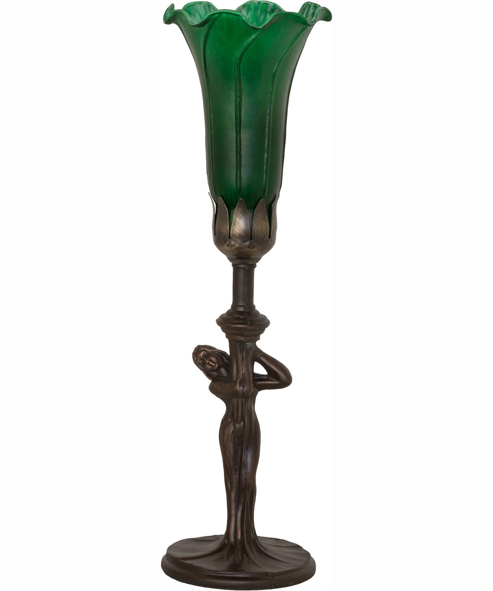 15" High Green Tiffany Pond Lily Nouveau Lady Accent Lamp