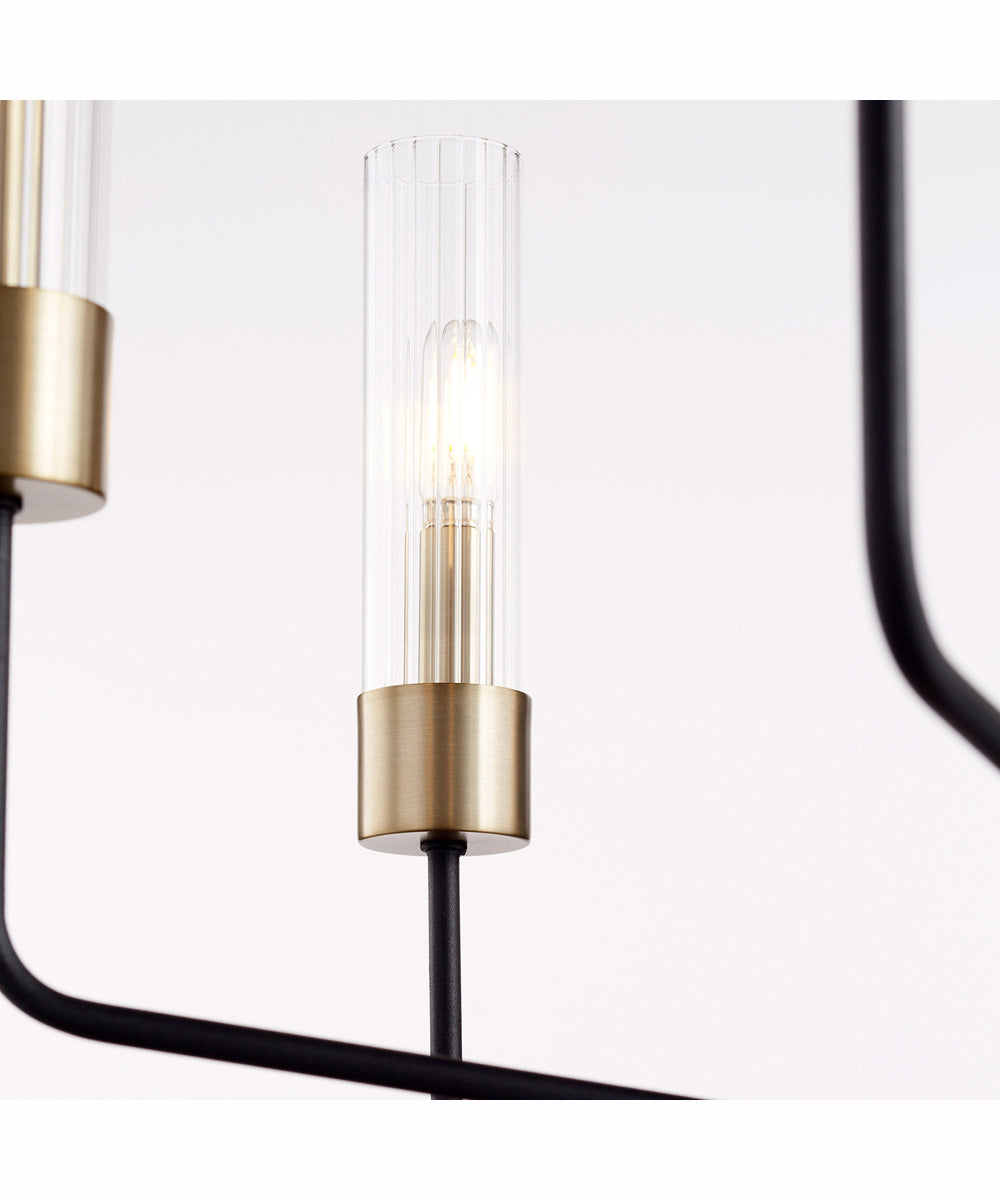 Helix 6-light Chandelier Textured Black w/ Aged Brass