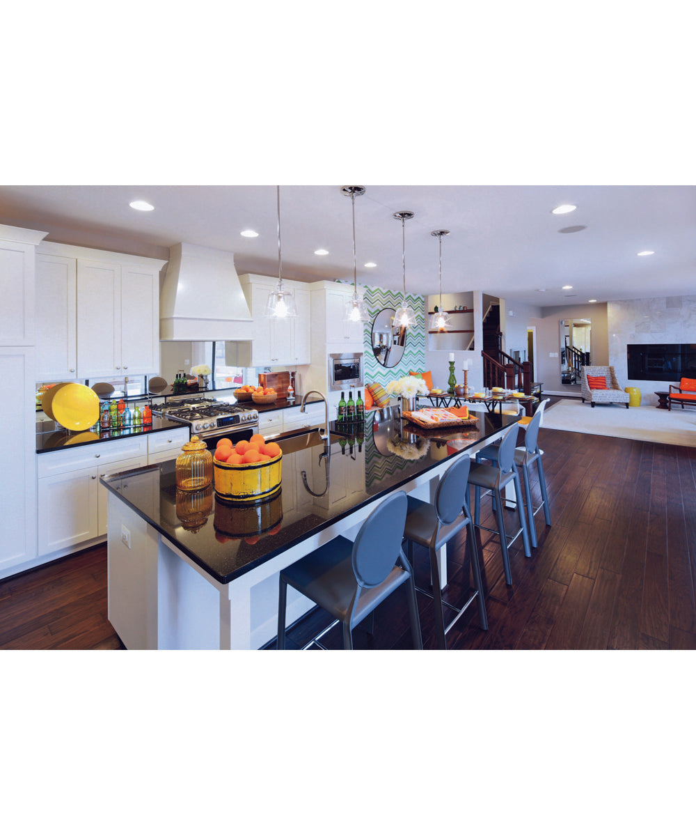 Clear Glass 1-Light Coastal Mini-Pendant Light Polished Nickel