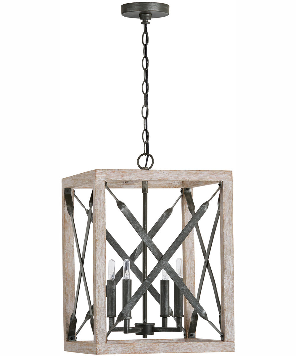 Remi 4-Light Pendant Brushed White Wash and Nordic Iron