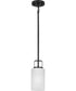 League 1-Light Etched Glass Modern Farmhouse Mini-Pendant Hanging Light Matte Black