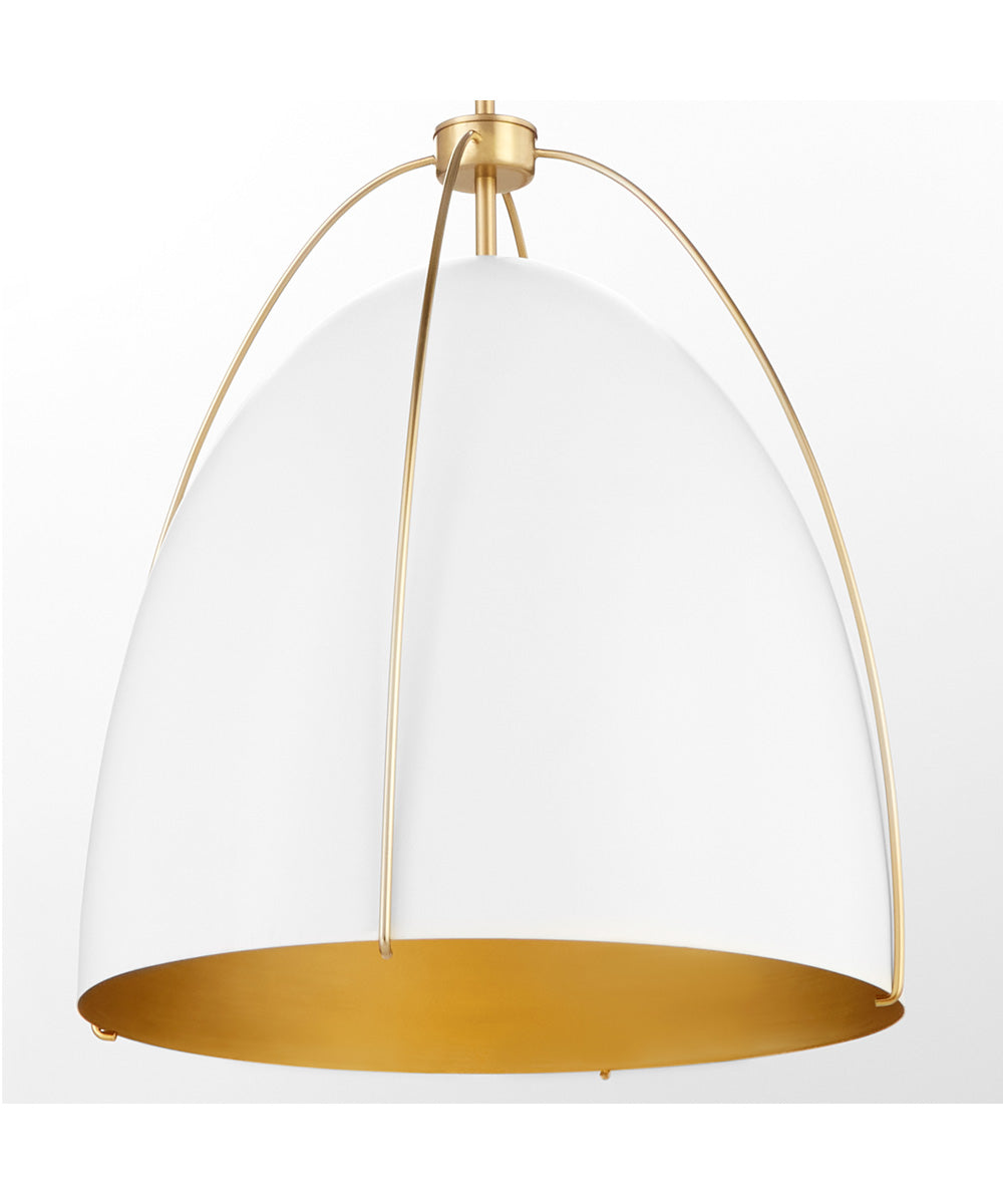 3-light Pendant Studio White w/ Aged Brass
