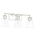 3-Light Vanity In Polished Nickel With Clear Glass