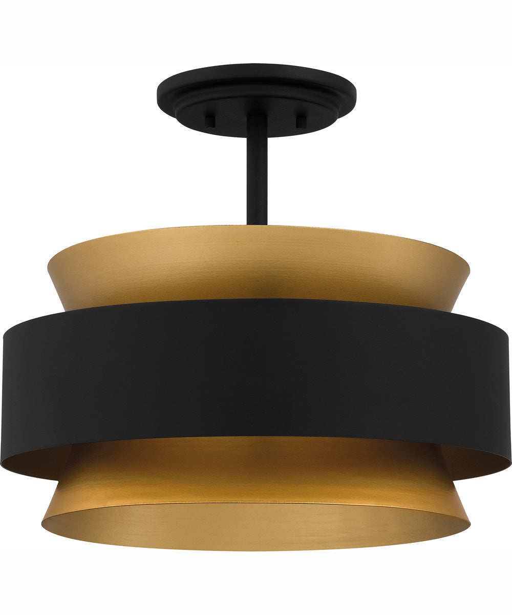 Quoizel Semi-Flush Mount Medium 3-light Semi Flush Mount Earth Black