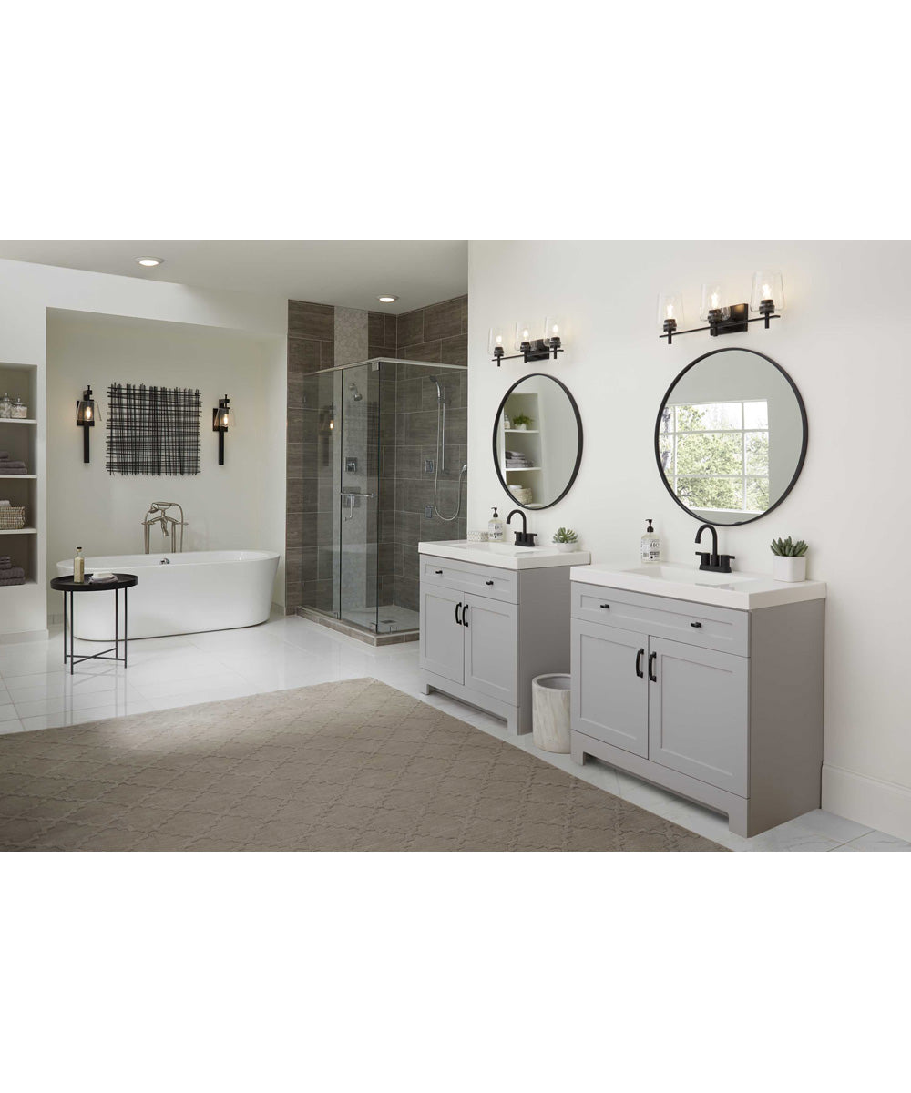 Saffert 1-Light New Traditional Clear Glass Wall Light Matte Black