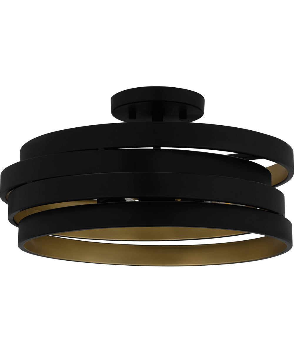Quoizel Semi-Flush Mount Medium 3-light Semi Flush Mount Matte Black