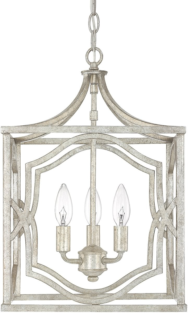 Blakely 3-Light Dual-Mount Pendant/Semi-Flush Mount Foyer Fixture Antique Silver