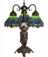 23" High Tiffany Hanginghead Dragonfly 3 Light Table Lamp