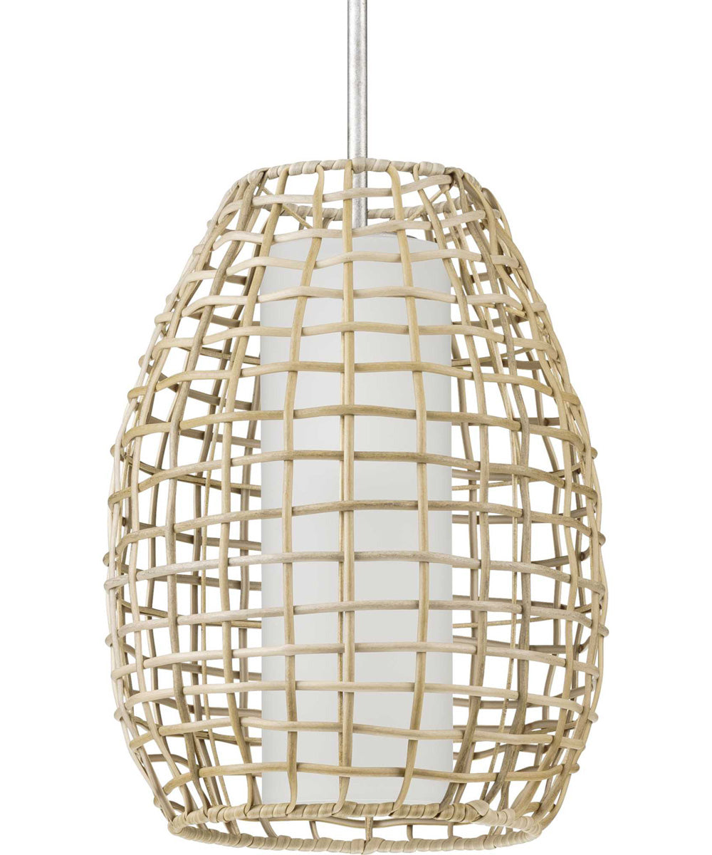 Pawley 1-Light Galvanized Natural Rattan Indoor/Outdoor Hanging Pendant Light Galvanized Finish