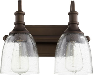13"W Richmond 2-light Bath Vanity Light Oiled Bronze w/ Clear/Seeded