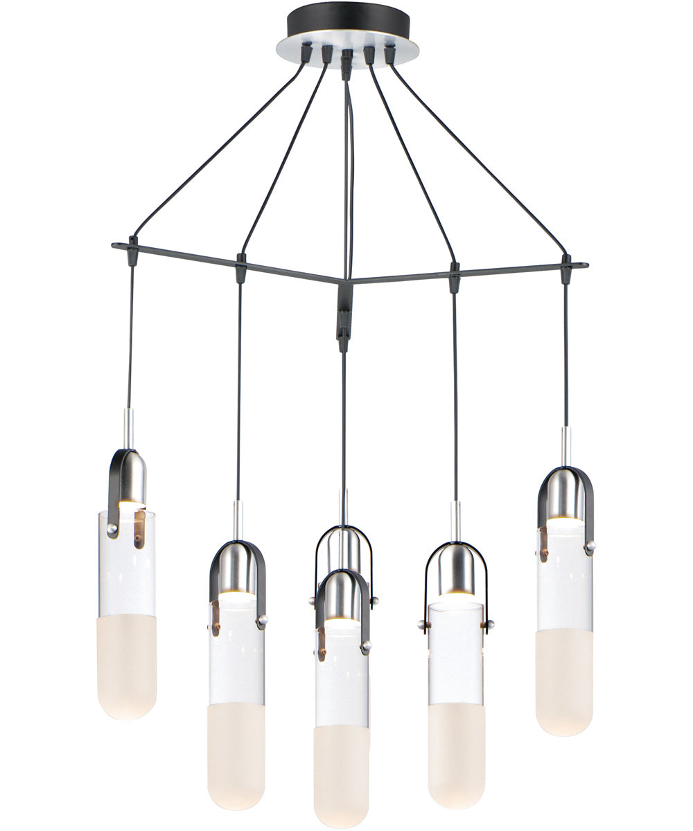 26"W Capsule LED 6-Light Mini Pendant Black / Brushed Aluminum