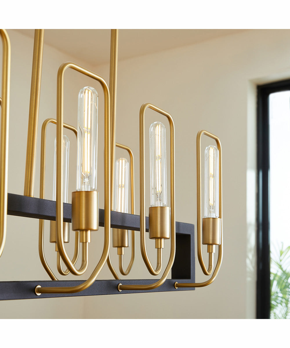 Howe 8-light Chandelier Textured Black w/ Aged Brass