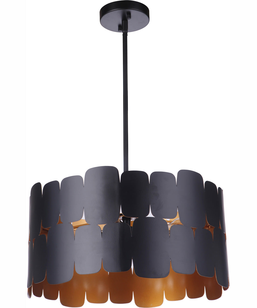 Sabrina 4-Light Pendant Flat Black / Gold Luster