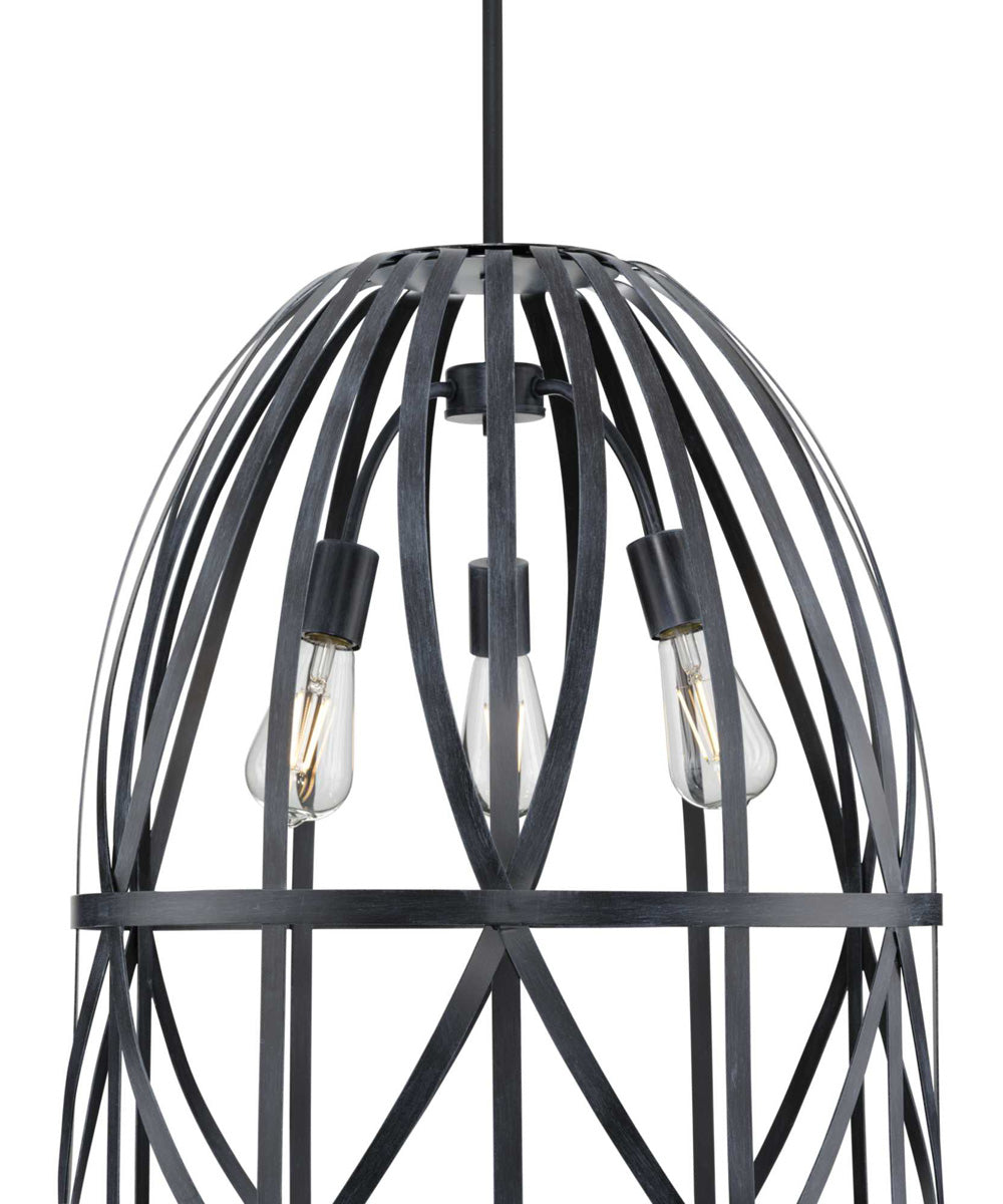 Chastain 3-Light Basket Farmhouse Pendant Light Cerused Black Oak