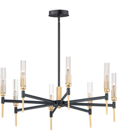 33"W Flambeau 8-Light Chandelier Black / Antique Brass