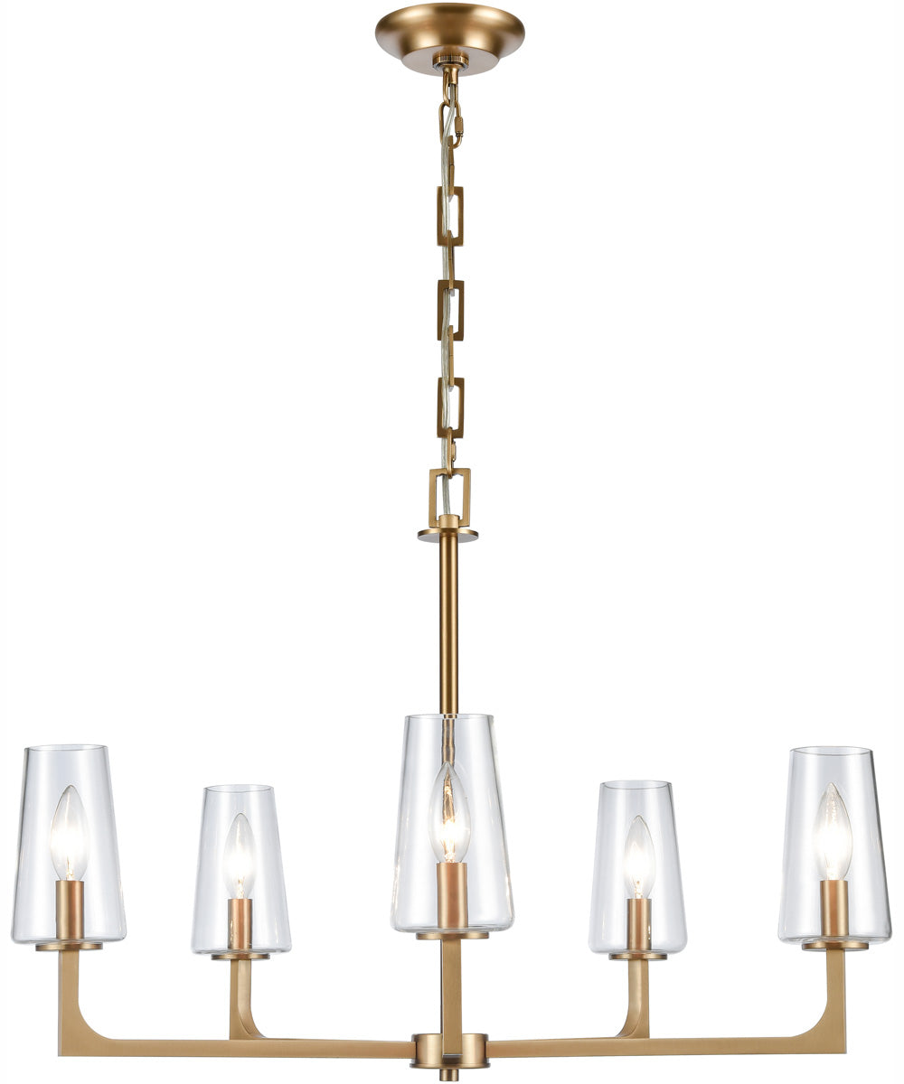 Fitzroy 28'' Wide 5-Light Chandelier - Lacquered Brass