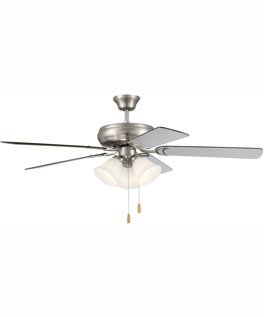 52" Decorator's Choice 3-Light Ceiling Fan Brushed Polished Nickel