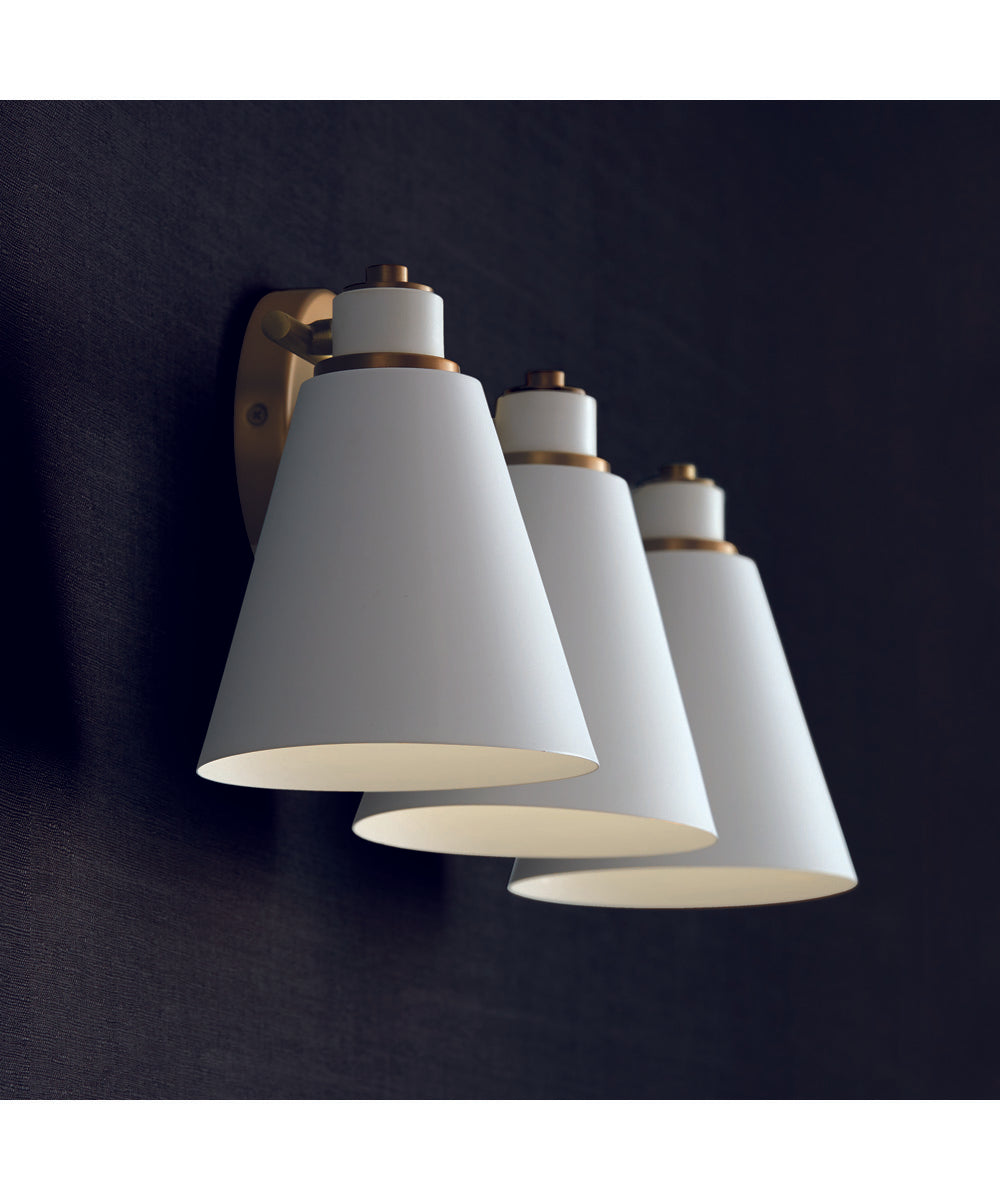 Bradley 3-Light Vanity Aged Brass and White