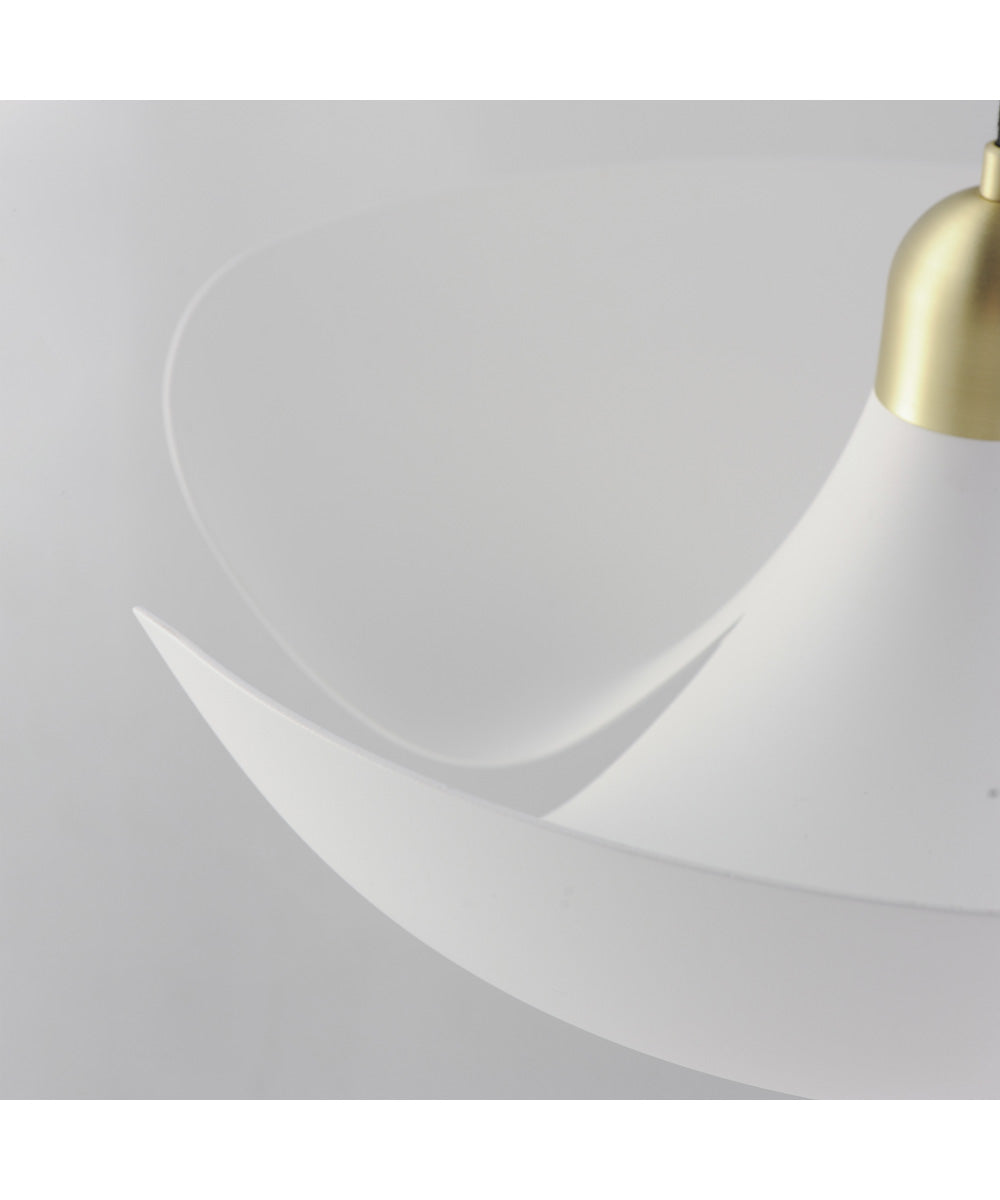 Poppy 18 inch Pendant White/Satin Brass