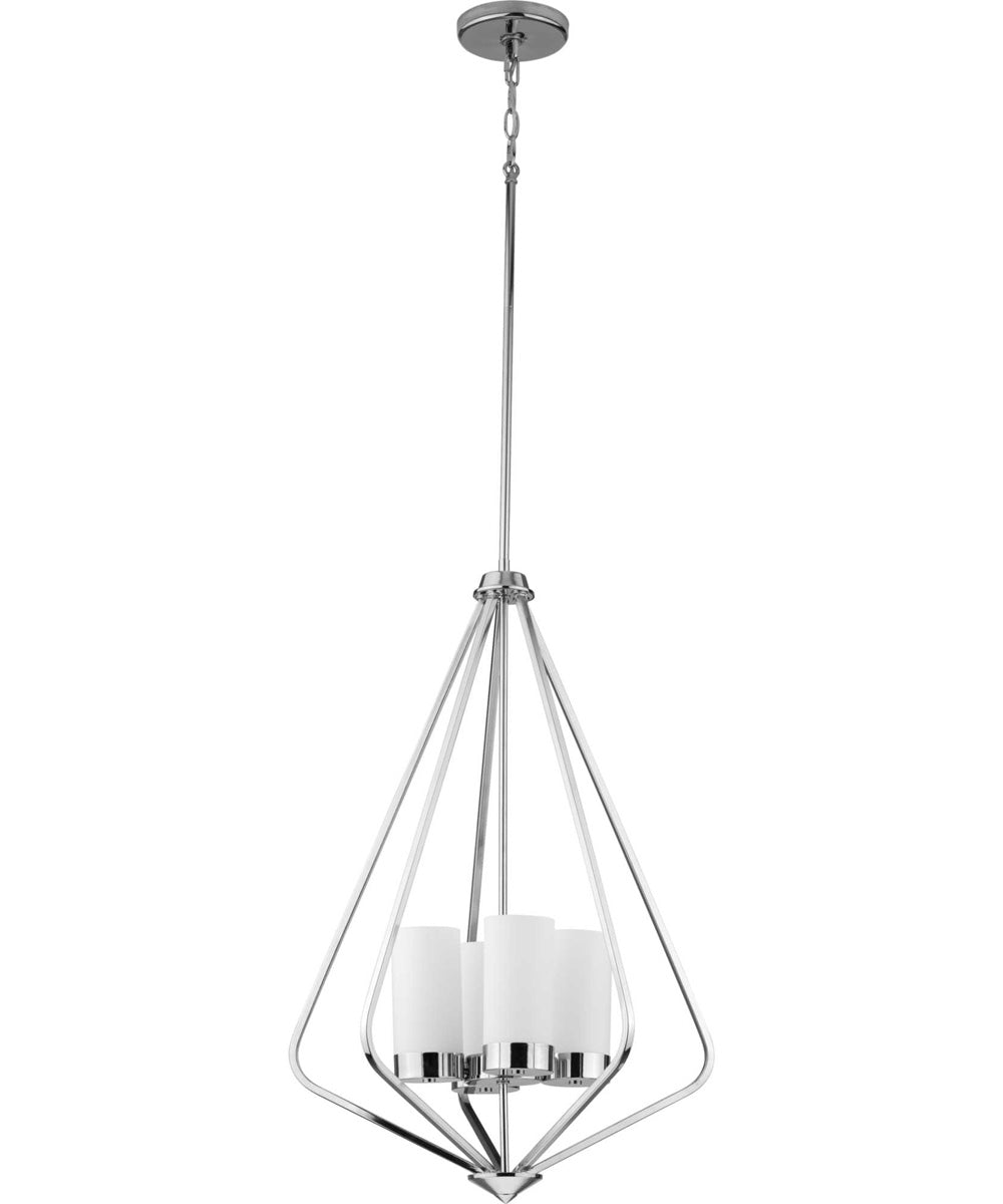 Elevate 4-Light Etched White Glass Modern Style Hanging Pendant Light Polished Chrome