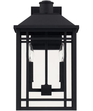 Braden 2-Light Outdoor Wall Mount Rain or Shine - Black with Clear Glass
