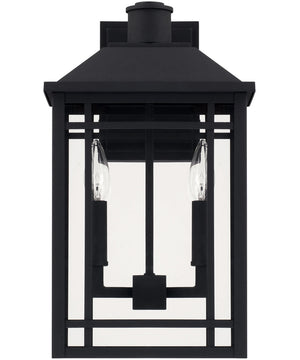 Braden 2-Light Outdoor Wall Mount In Black With Clear Glass