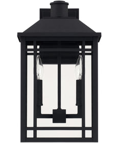 Braden 2-Light Outdoor Wall Mount Rain or Shine - Black with Clear Glass