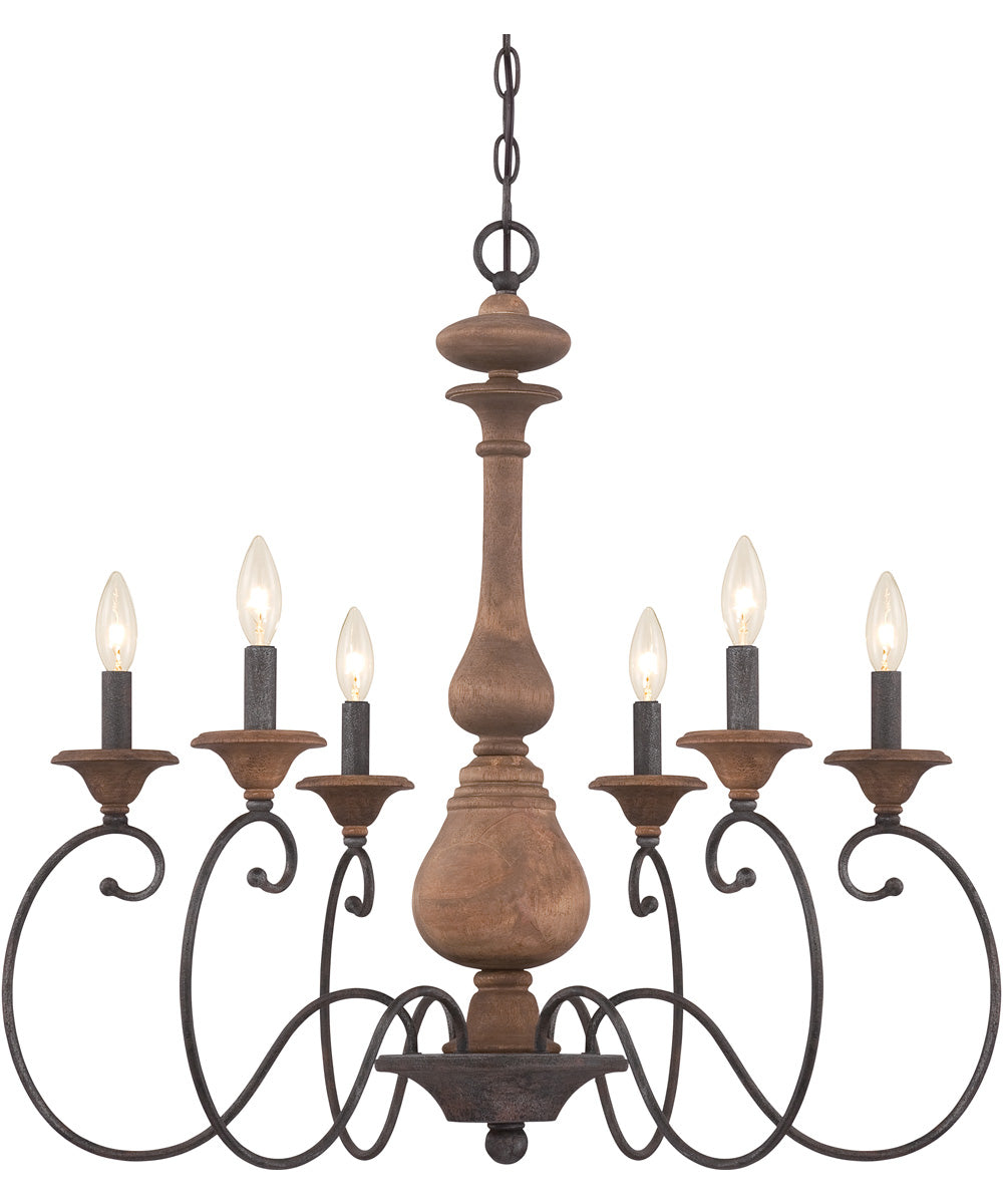 Auburn 6-light Chandelier Rustic Black