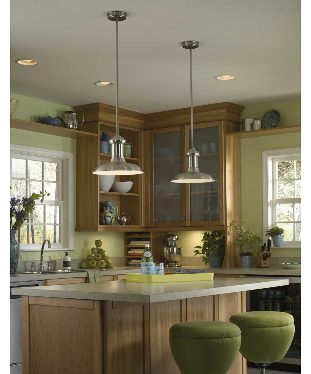 Brookside 1-Light Spun Metal Shade Coastal Pendant Light Brushed Nickel