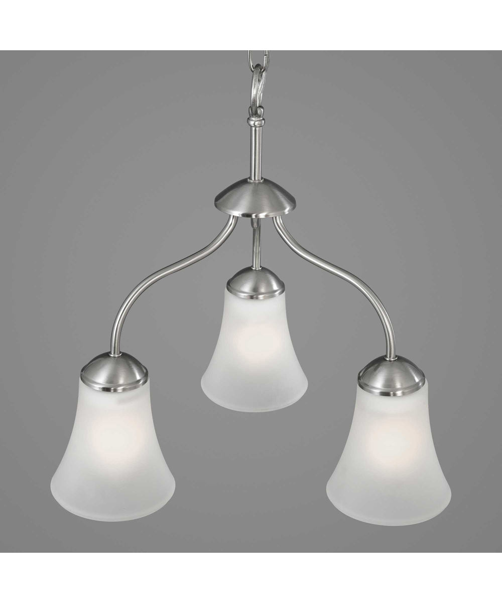 Classic 3-Light Etched Glass Traditional Chandelier Light Brushed Nickel