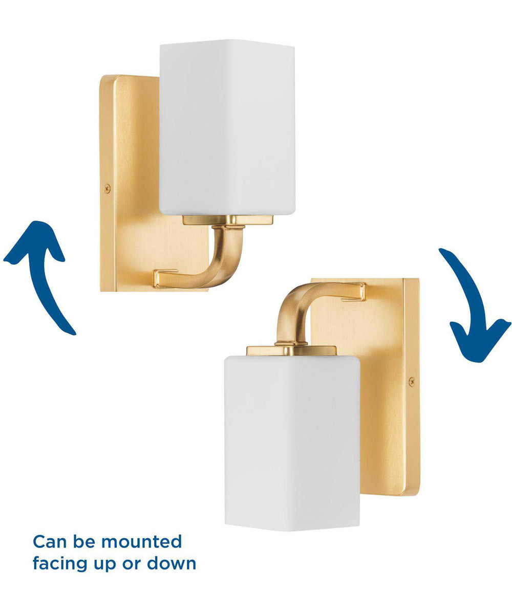 Cowan 1-Light Modern Etched Opal Glass Bath Vanity Light Satin Brass