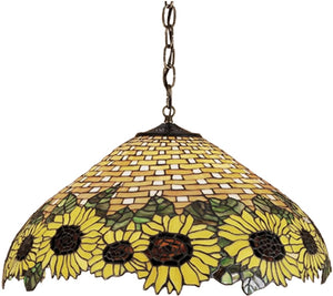 22"W Wicker Sunflower Pendant