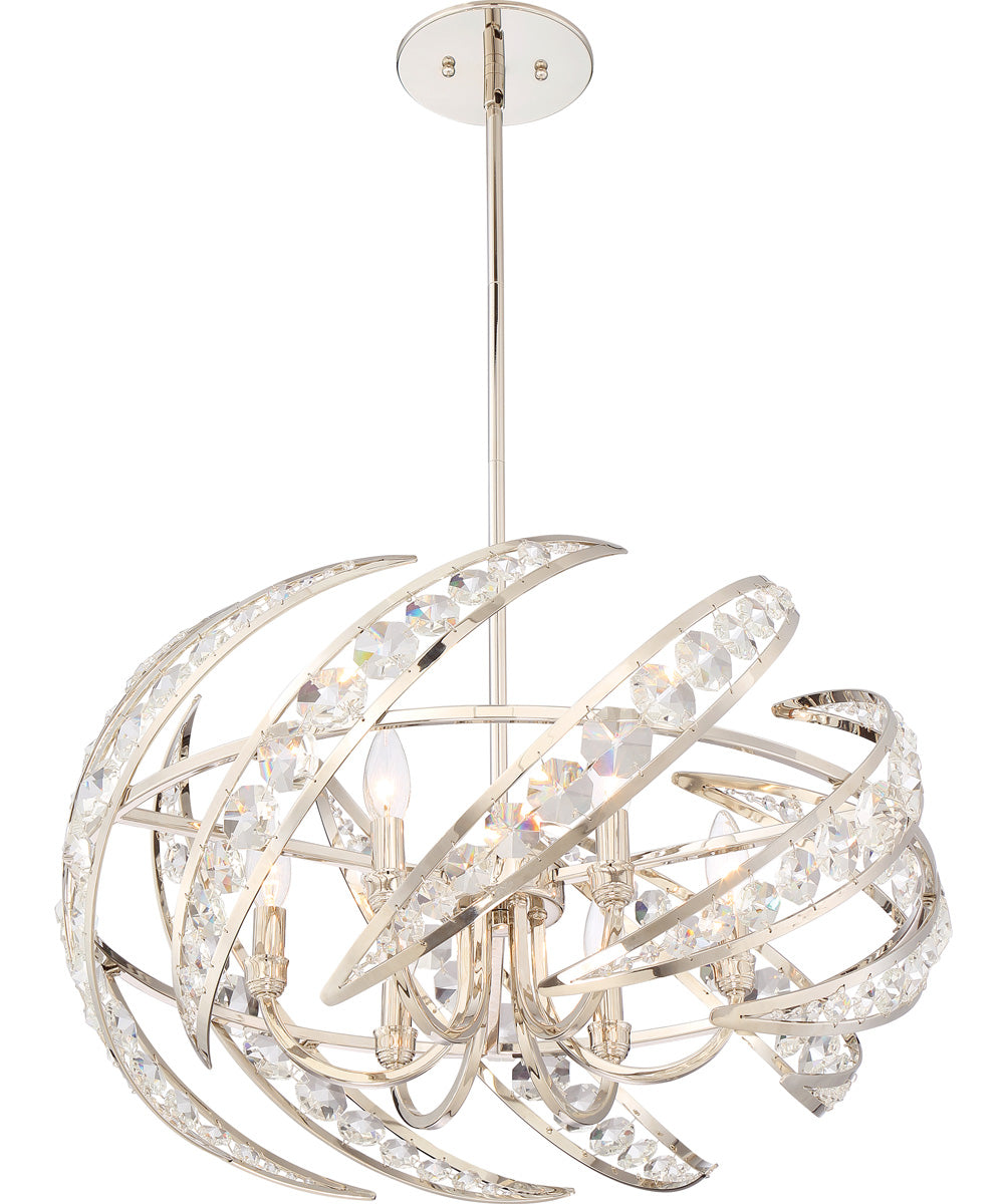 Crescent 6-light Pendant Polished Nickel