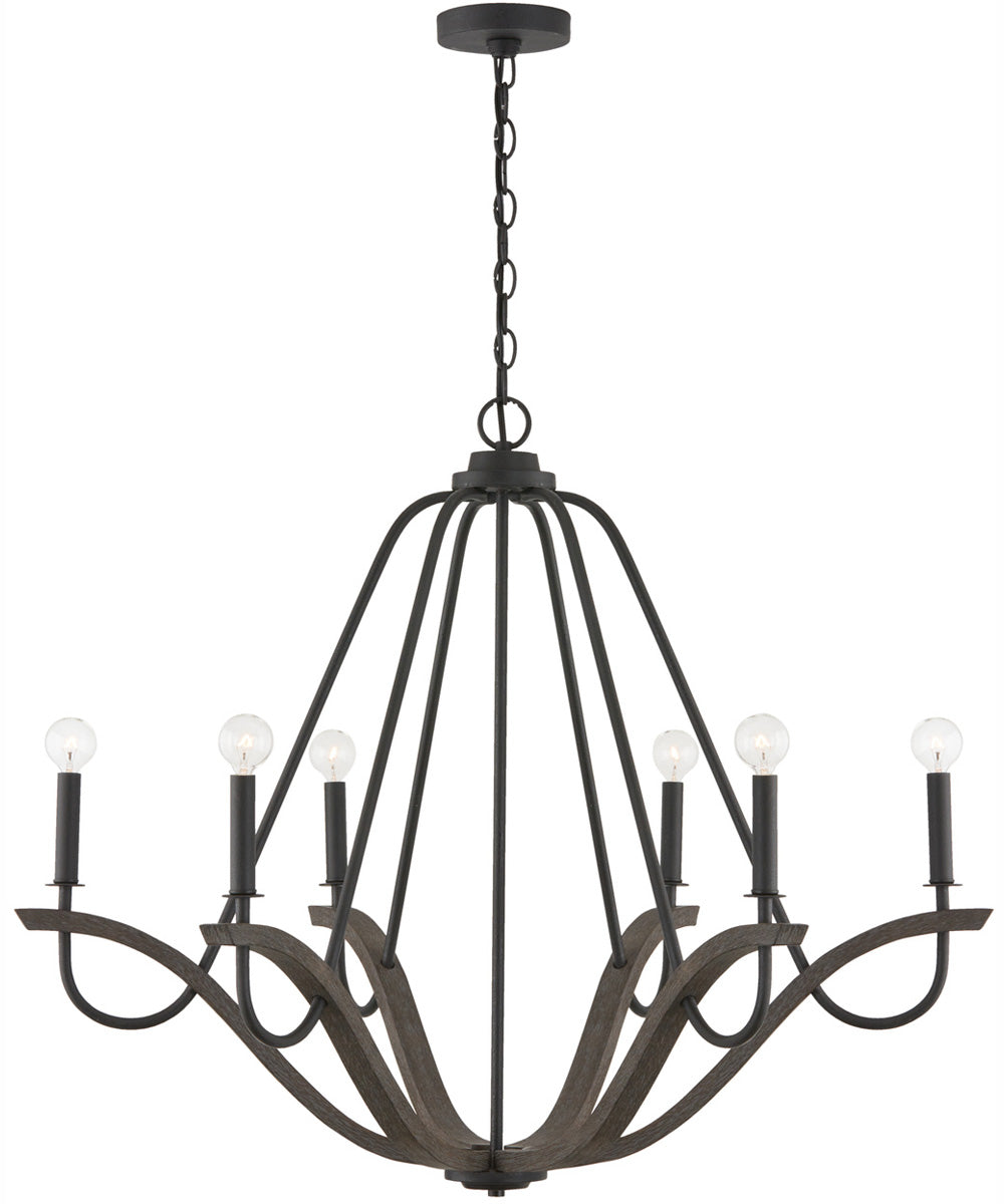 Clive 6-Light Chandelier Carbon Grey and Black Iron