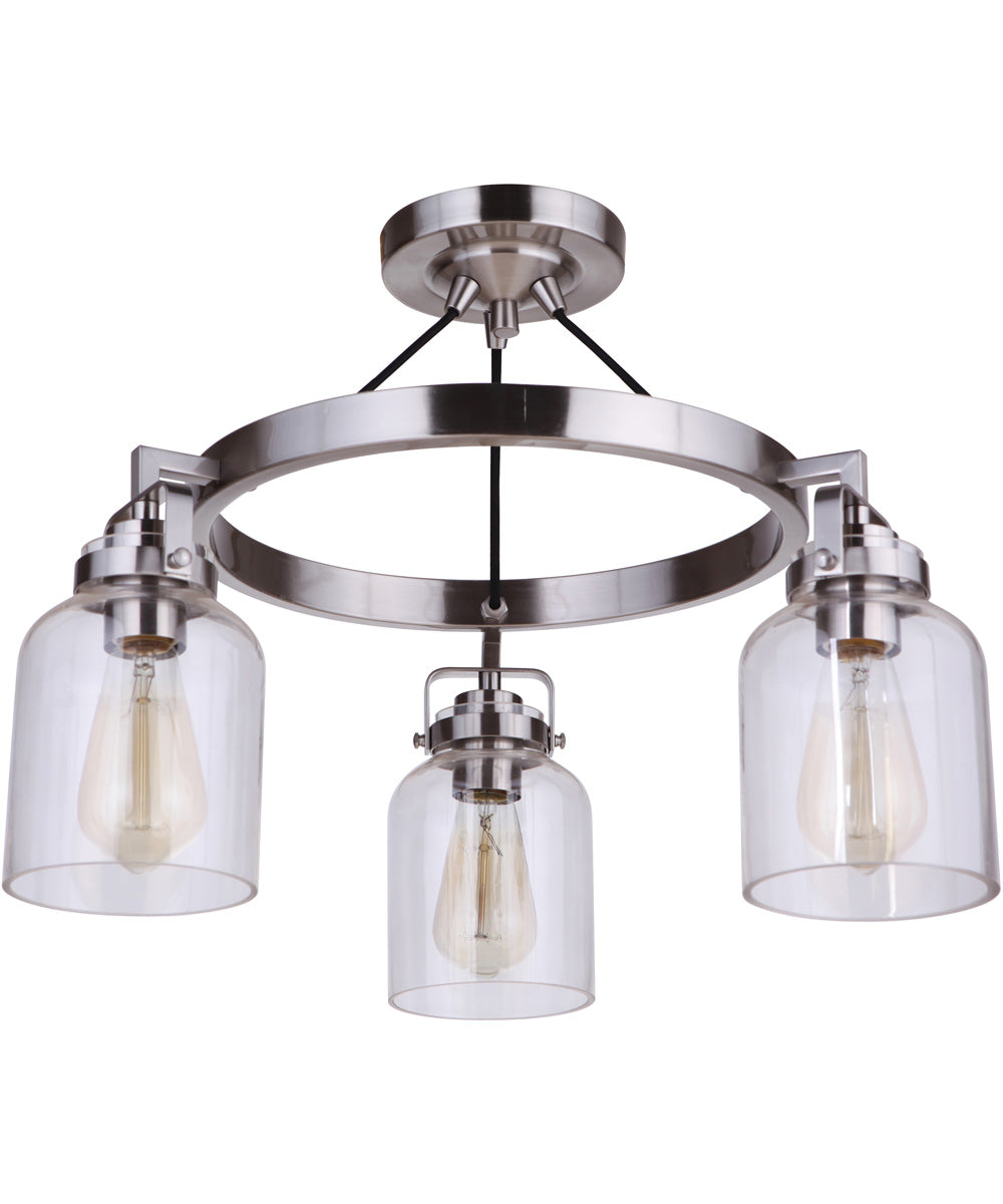 Foxwood 3-Light Semi Flush Brushed Polished Nickel
