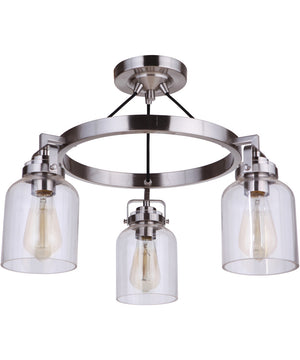 Foxwood 3-Light Semi Flush Brushed Polished Nickel
