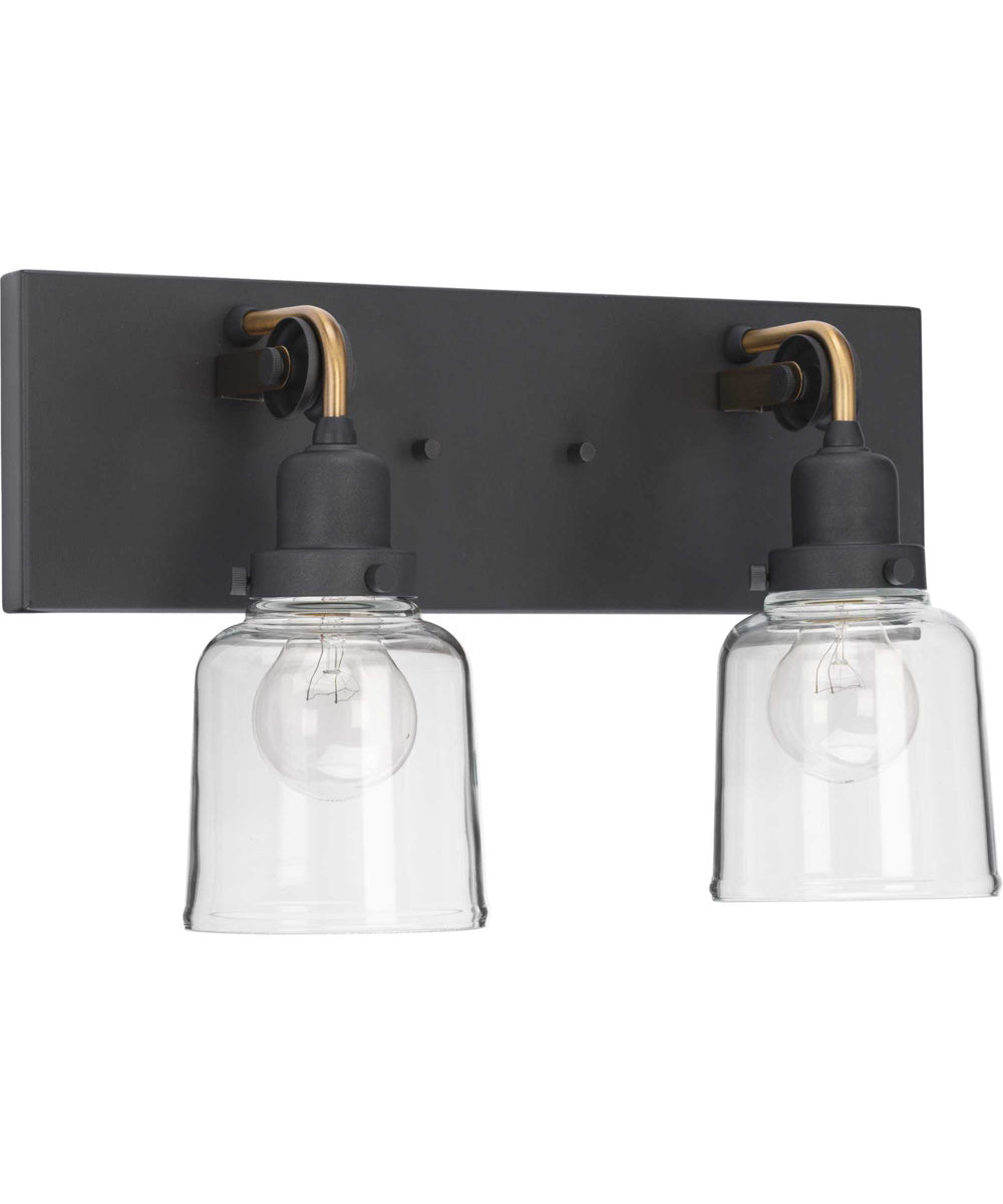 Rushton 2-Light Clear Glass Farmhouse Bath Vanity Light Graphite