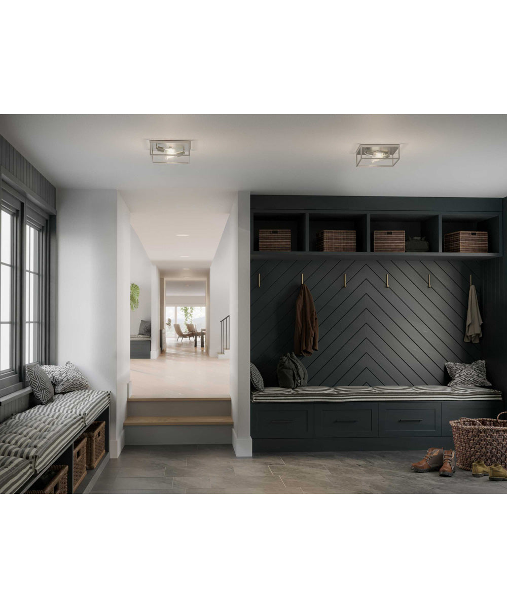 Perimeter 2-Light Modern Style Flush Mount Ceiling Light Brushed Nickel