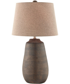 Paley 1-Light Table Lamp Metallic Bronze Ceramichrome/ Grey Fabric