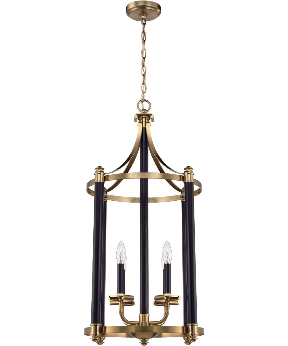 Stanza 4-Light Foyer Flat Black/Satin Brass