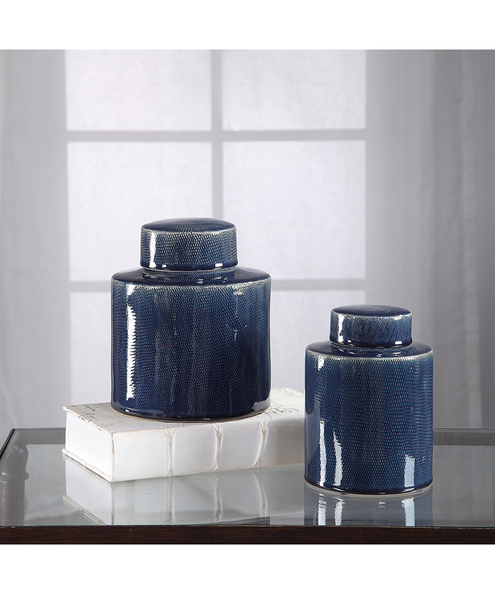 Saniya Blue Containers, Set of 2