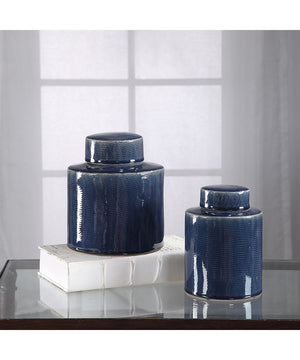 Saniya Blue Containers, Set of 2