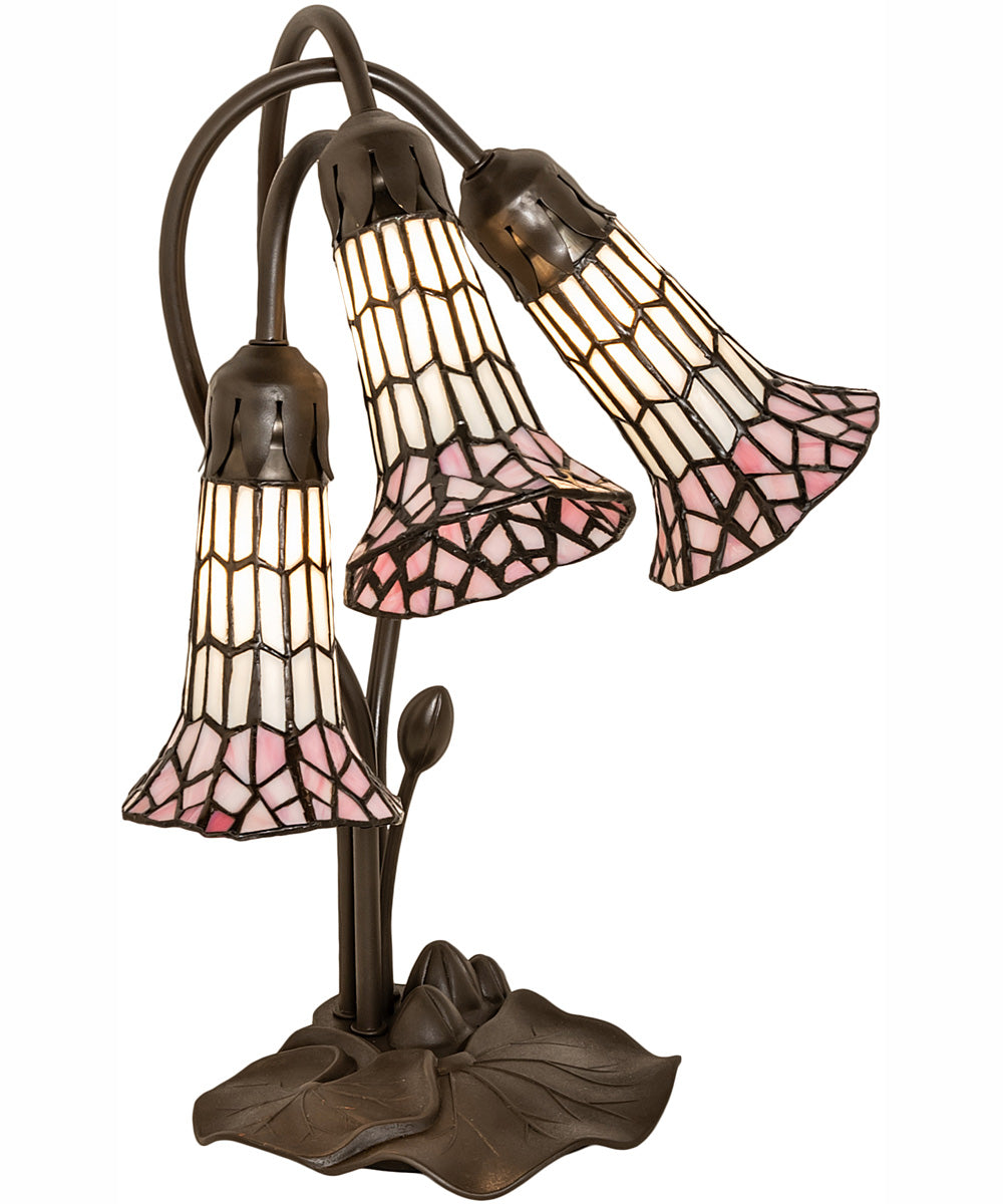 16" High Stained Glass Pond Lily 3 Light Accent Lamp